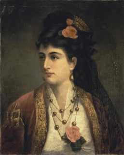 Portrait of Natalia Obrenovich, Queen of Serbia, 1876. Creator: Adele Riche.