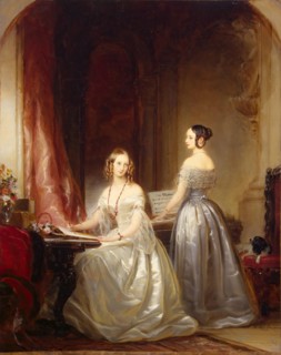 Portrait of Grand Princesses Olga Nikolayevna and Alexandra Nikolayevna, 1840. Creator: Christina Robertson.