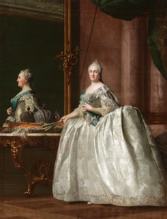 Portrait of Catherine II in front of a Mirror, 1763. Creator: Vigilius Erichsen.