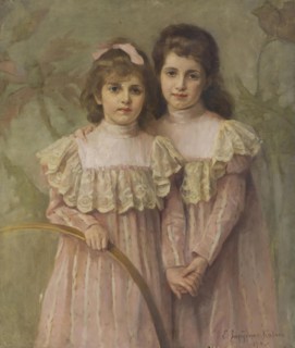 Portrait of Artist's Daughters, 1900. Creator: Yekaterina Zarudnaya-Cavos.