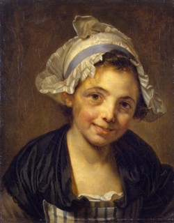 Head of a Young Girl in a Bonnet, 1760. Creator: Jean-Baptiste Greuze.