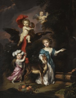 Portrait of Four Children as Ceres Ganymede Cherub and Diana, 1675. Creator: Nicolaes Maes.