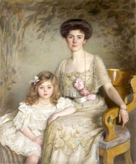 Portrait of A.V.Balashova (Born Gendrikova) with Her Daughter, 1907. Creator: Victor Schtember.