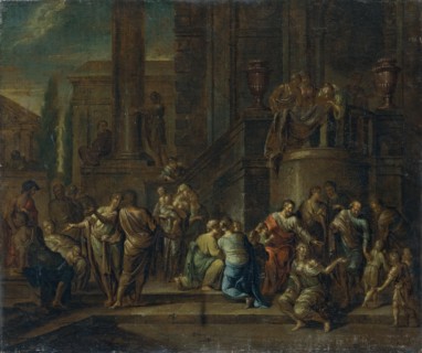 Christ Blessing the Children ('Suffer little children to come unto me, and forbid them not...'),1696 Creator: Gaspar Jacob van Opstal II.