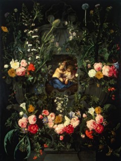 Garland of Flowers Around a Cartouche with Jesus and St John the Baptist as Children, 1630. Creator: Daniel Seghers.