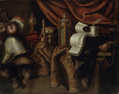 Still Life with a Helmet, 1650. Creator: Francesco Maltese.