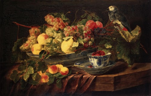 Still Life with Fruit and Parrot, 1645. Creator: Jan Fyt.