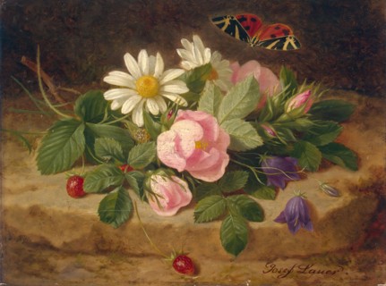Bouquet of Flowers with a Butterfly, 1850. Creator: Josef Lauer.