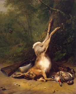 Still Life with a Hare, 1844. Creator: Eugène Verboeckhoven.