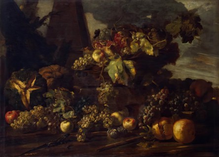 Still Life with Grapes, 1650. Creator: Michelangelo Pace del Campidoglio.
