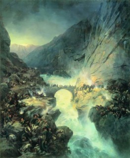 Crossing Over Devil's Bridge on 14 September 1799, 1857. Creator: Alexander von Kotzebue.