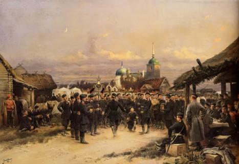 Singers of the 4th Rifle Battalion at Tsarskoe Selo, 1889. Creator: Jean Baptiste Edouard Detaille.