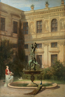 Courtyard with the Grotto in the Munich Royal Residence, 1862. Creator: Hans von Marées.