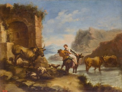 River Crossing, 1665. Creator: Ignacio de Iriarte.
