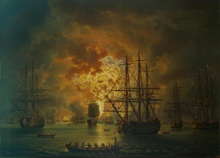 Destruction of the Turkish Fleet in the Bay of Chesme, 1771. Creator: Jacob Philip Hackert.