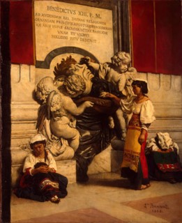 Holy Water Font by St Peter's Basilica in Rome, 1868. Creator: Leon Joseph Florentin Bonnat.