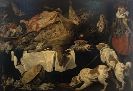 Hunter and Dogs by a Table with Dead Game and Fruit, 1640s. Creator: Paul de Vos.