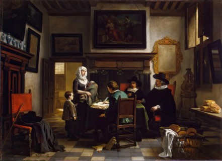 Distribution of Charity in the Alms-House, 1857. Creator: Hubertus van Hove.