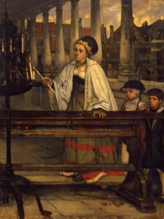 Vow. A Woman Lighting Candles, 1860. Creator: Jan August Hendrik Leys.