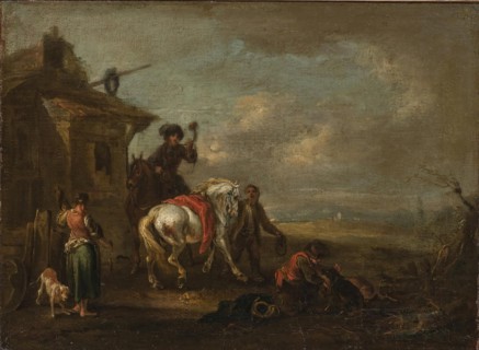 Hunters by a Tavern, 1750. Creator: August Querfurt.