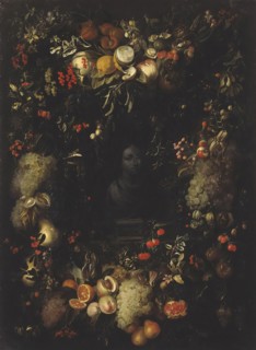 Bust of the Virgin Framed with a Garland of Fruit, 1670. Creator: Jan van den Hecke the elder.