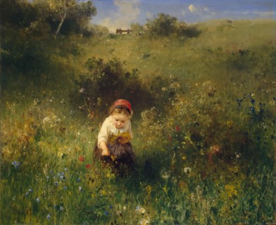 Girl in a Field, 1857. Creator: Ludwig Knaus.