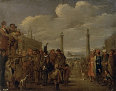 Street Comedians on the Square, mid-late 17th century. Creator: Matteo Ghidoni.