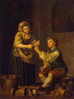 Children Bandaging a Finger, 1781. Creator: Per Hillestrom.
