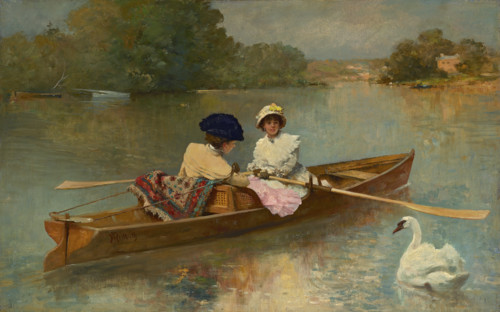 Rowing on the Seine, 1870. Creator: Ferdinand Heilbuth.