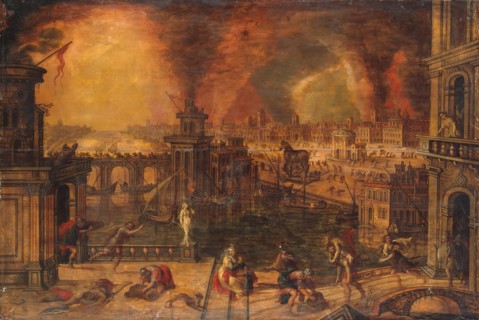 Fire of Troy, 1583. Creator: Kerstiaen de Keuninck.