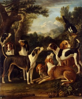 Hounds and a Magpie, 1740. Creator: John Wootton.