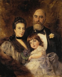 Group Portrait of M.S. Volkov, S.N. Volkova and S.M. Volkov-Monsey, 1900. Creator: Konstantin Makovsky.