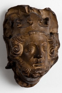 Cast of bearded male head with crown, possibly from Lichfield Cathedral. Creator: Unknown.