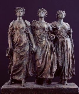 Sketch model for a group of three figures in 'The Daphnephoria', c1873. Creator: Frederic Leighton.