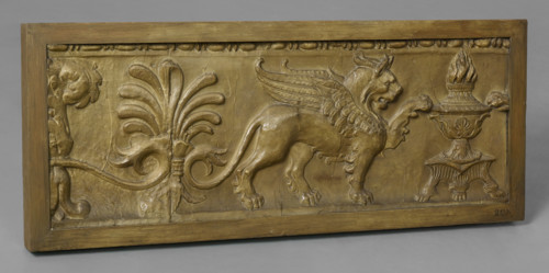 Cast of a fragment of a frieze depicting a Griffin and Candelabrum, late 18th cent-(early 19th cent? Creator: Unknown.