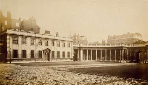 Burlington House, Piccadilly: east offices, colonnade & gateway., c1860s. Creator: Stephen Ayling.