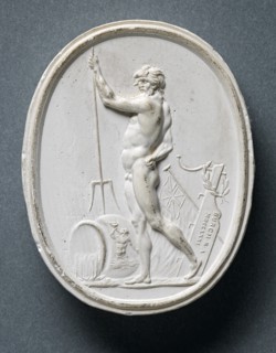Plaster cast of a gem depicting the Roman god Neptune, (1771?). Creator: Edward Burch.