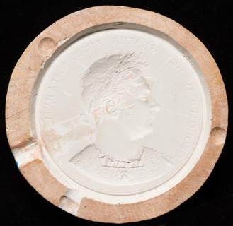 Mould for the Royal Academy President's Medal with relief bust of King George IV, c1820. Creator: Unknown.