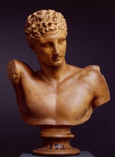Cast of Bust of Hermes, (from the group 'Hermes with the Infant Dionysus'), (c350-330 BC), c1880s. Creator: D Brucciani & Co.