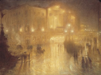 A Wet Night at Piccadilly Circus, 1910. Creator: Arthur Hacker.