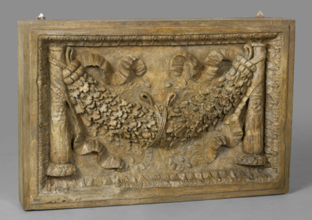Cast of panel with oak-leaf garland between candelabra, late 18th century-early 19th century. Creator: Unknown.