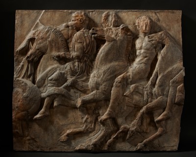 Cast of slab of riders from North frieze of Parthenon..., 19th century. Creator: Unknown.