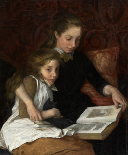 Two girls reading, early 20th century. Creator: Arthur George Walker.