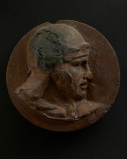 Cast of head of Roman soldier with left arm raised and engaged expression. Creator: Unknown.