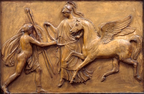 Minerva bringing Pegasus to Bellerophon, before 1866. Creator: John Gibson.