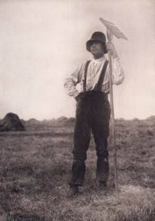Haymaker with rake, 1890. Creator: Peter Henry Emerson.