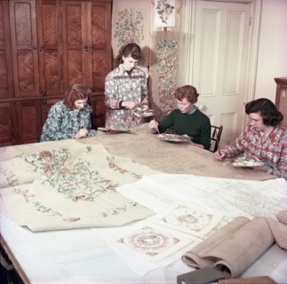 Royal School of Needlework, c1955. Women painting Creator: Arthur Charles Kirby Ware.