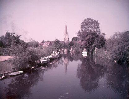 The river and St Helen's Church, Abingdon-on-Thames, Berkshire, c1955.  Creator: Arthur Charles Kirby Ware.