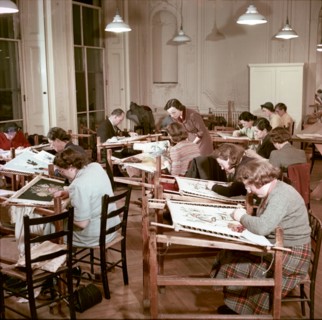 Evening classes in the embroidery training school, Royal School of Needlework, c1955. Creator: Arthur Charles Kirby Ware.
