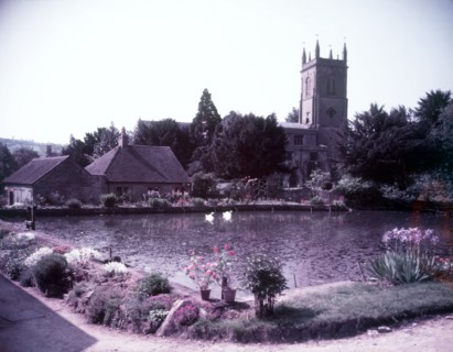 Millpond and church, Blockley, Gloucestershire, c1955. Creator: Arthur Charles Kirby Ware.